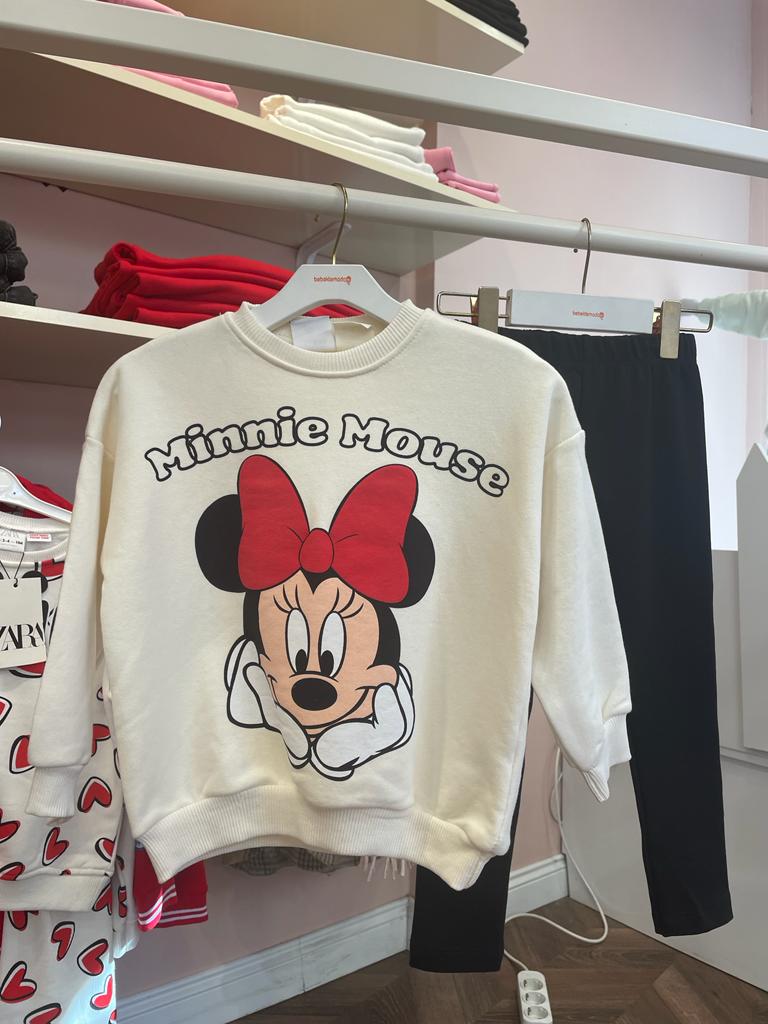 Minnie Mouse Baskılı Taytlı Takım Taş