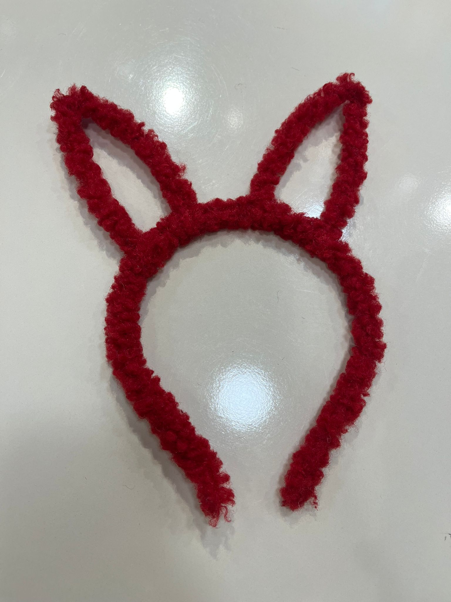 Tavşan Kulaklı Peluş Taç Kırmızı