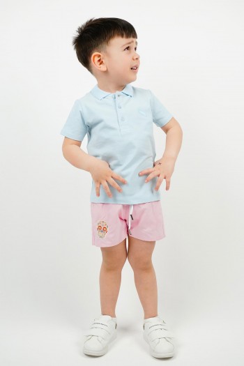 Bebe Mavi Gabardin Polo Yaka Tişört