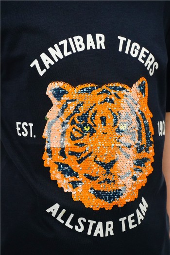 Siyah Allstar Team Tiger Payetli Tişört