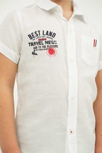 Beyaz Timo 602 Best Land Kısa Kollu Gömlek