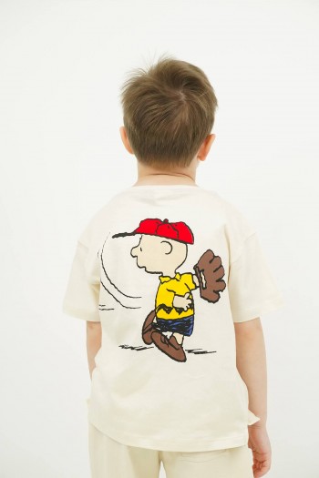 Beyaz Z Beyzbol Karakter Baskılı Tişört
