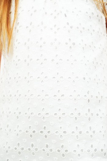 Dantel Detaylı Astarlı Kısa Kollu Elbise Beyaz