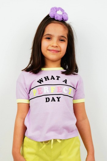 Lila Perfect Day Kısa Kollu Tişört