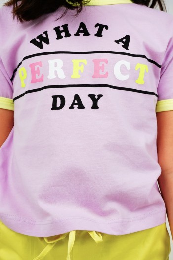 Lila Perfect Day Kısa Kollu Tişört
