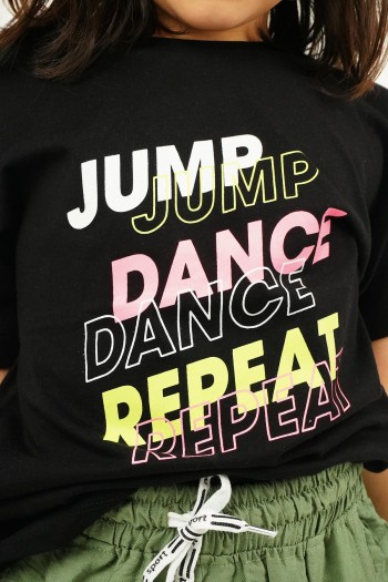 Siyah Jump Dance Repeat Tişört