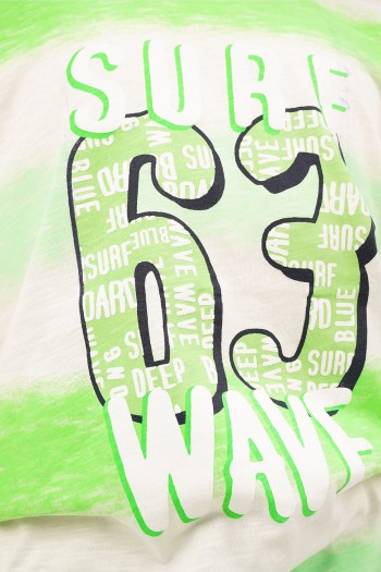 Yeşil Surf Sloganlı Kısa Kollu Tişört