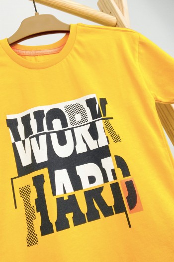 Work Hard Tişört Sarı