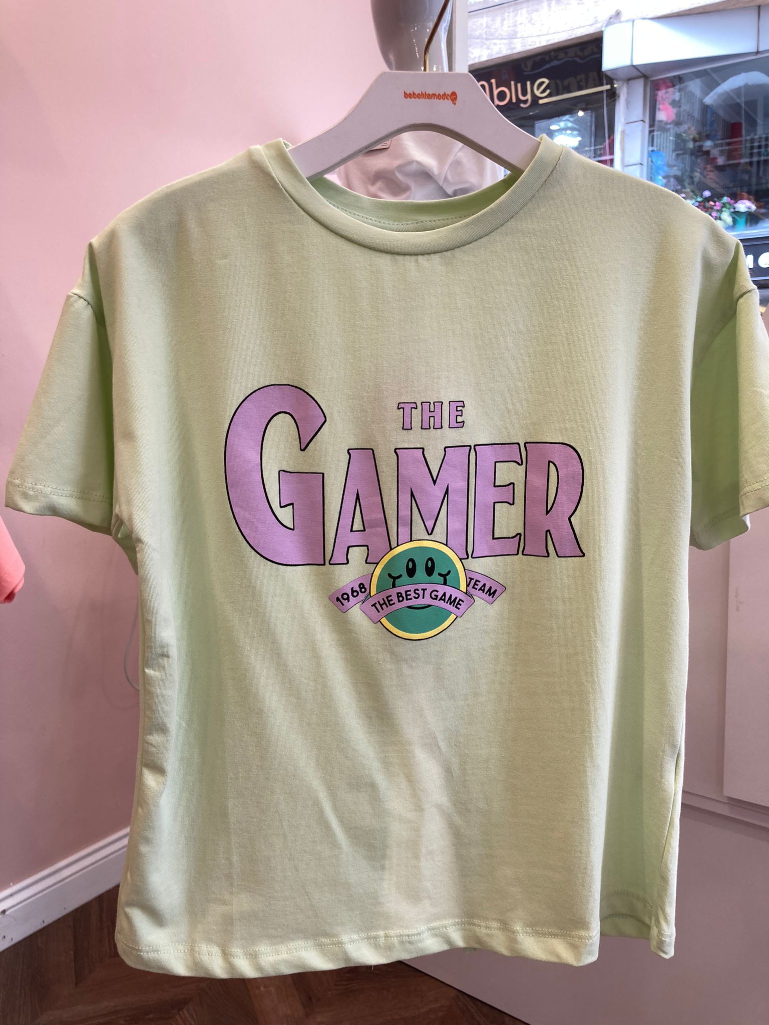 The Gamer Baskılı Sırtı Dekolteli Tişört Su Yeşili