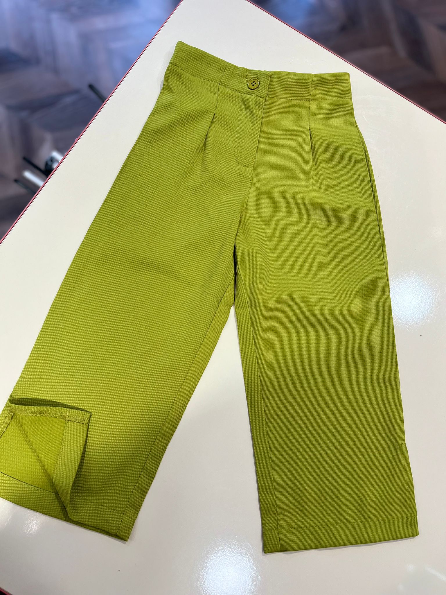 Straight Fit Dokulu Pantolon Yeşil